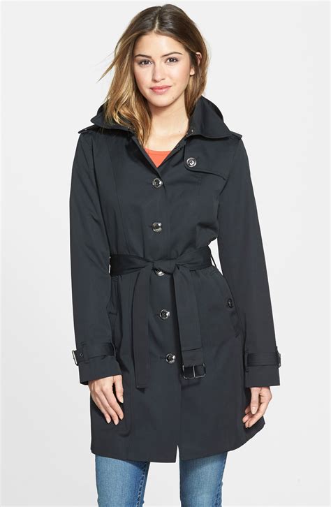 michael kors logo trench coat|michael kors single breasted coat.